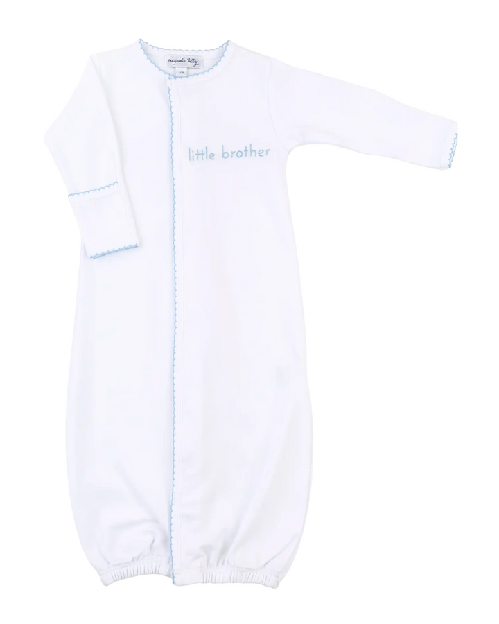 Little Brother Embroidered Converter Baby Gown, front