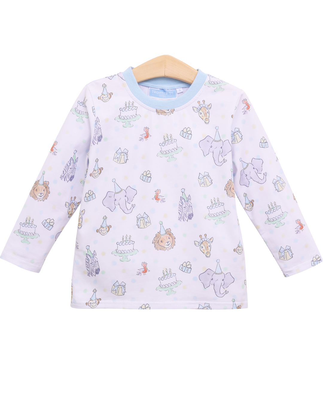 Party Animals White with Blue Shirt, front