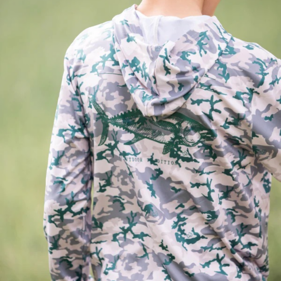 Kid's Pro Performance Hoodie T-Shirt In Neutral Camo PRE-ORDER, close