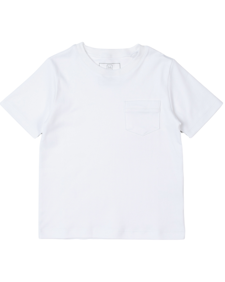 Charles Boy's Pima Cotton Pocket T-Shirt- White, front