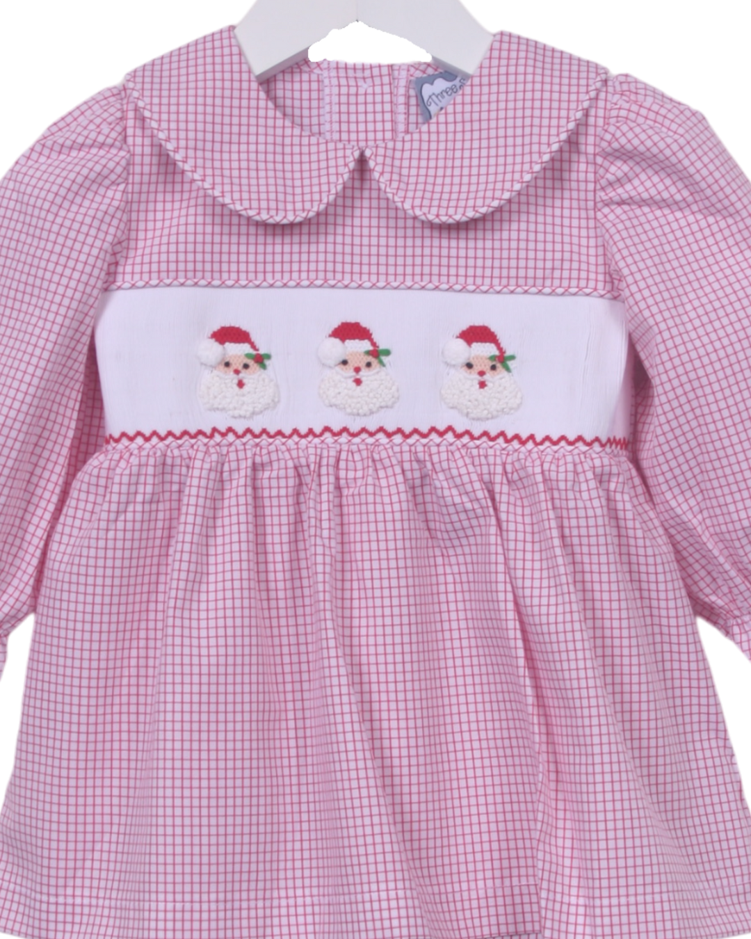 Smocked Santa Red Windowpane Girls Bloomer Set