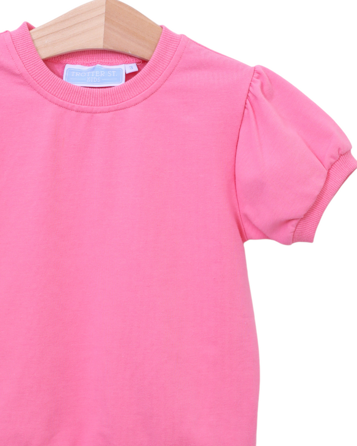 Landry Girls Puff Sleeve Top- Pink, close up