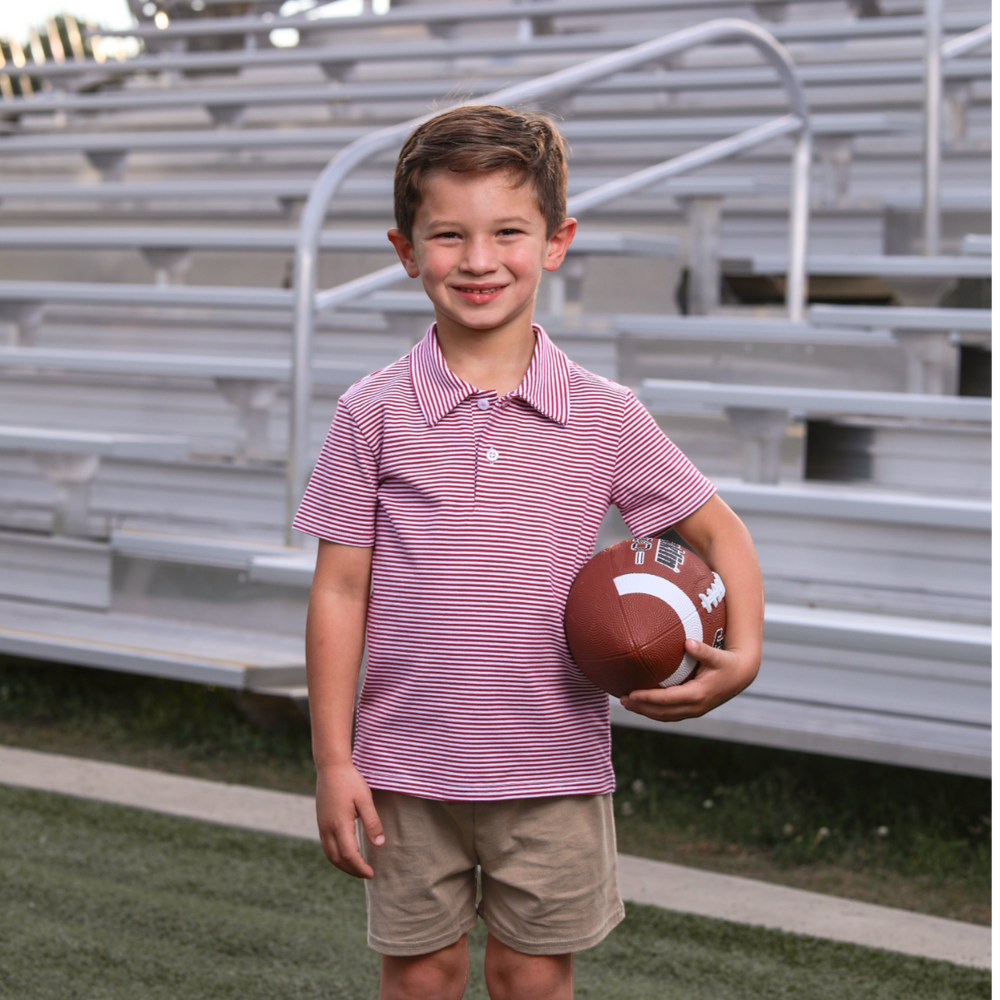 Henry Game Day Polo Crimson Stripe, child