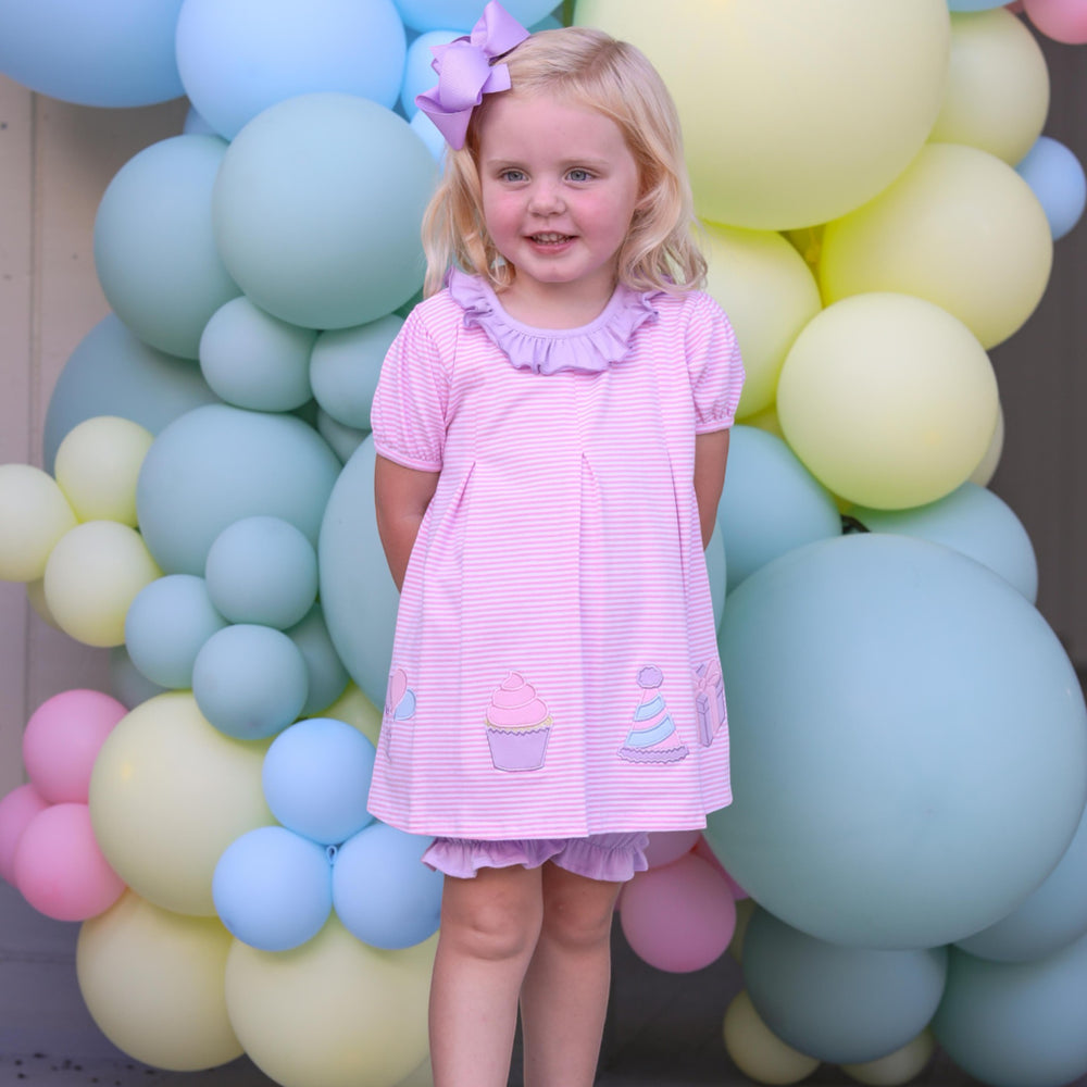 Birthday Pink and Lavender Bloomer Set, child