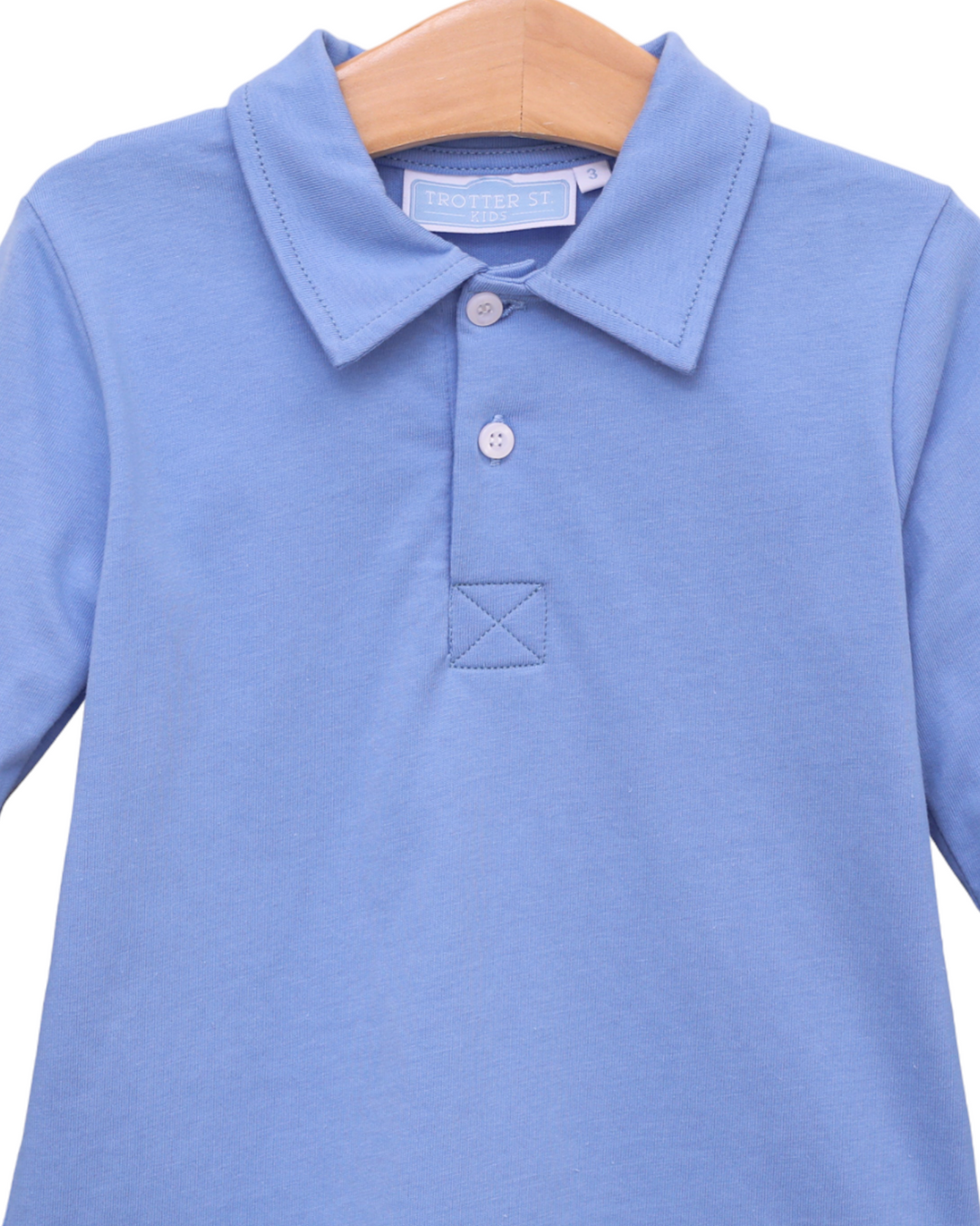 Jackson Boy's Polo- Malibu Blue, close up