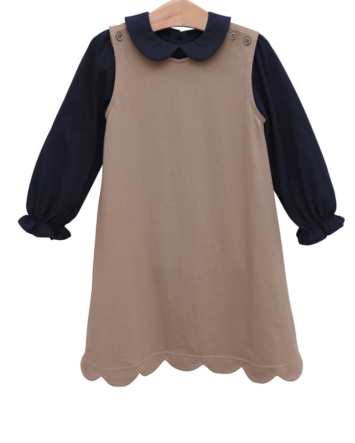 Scalloped Jumper- Khaki, front