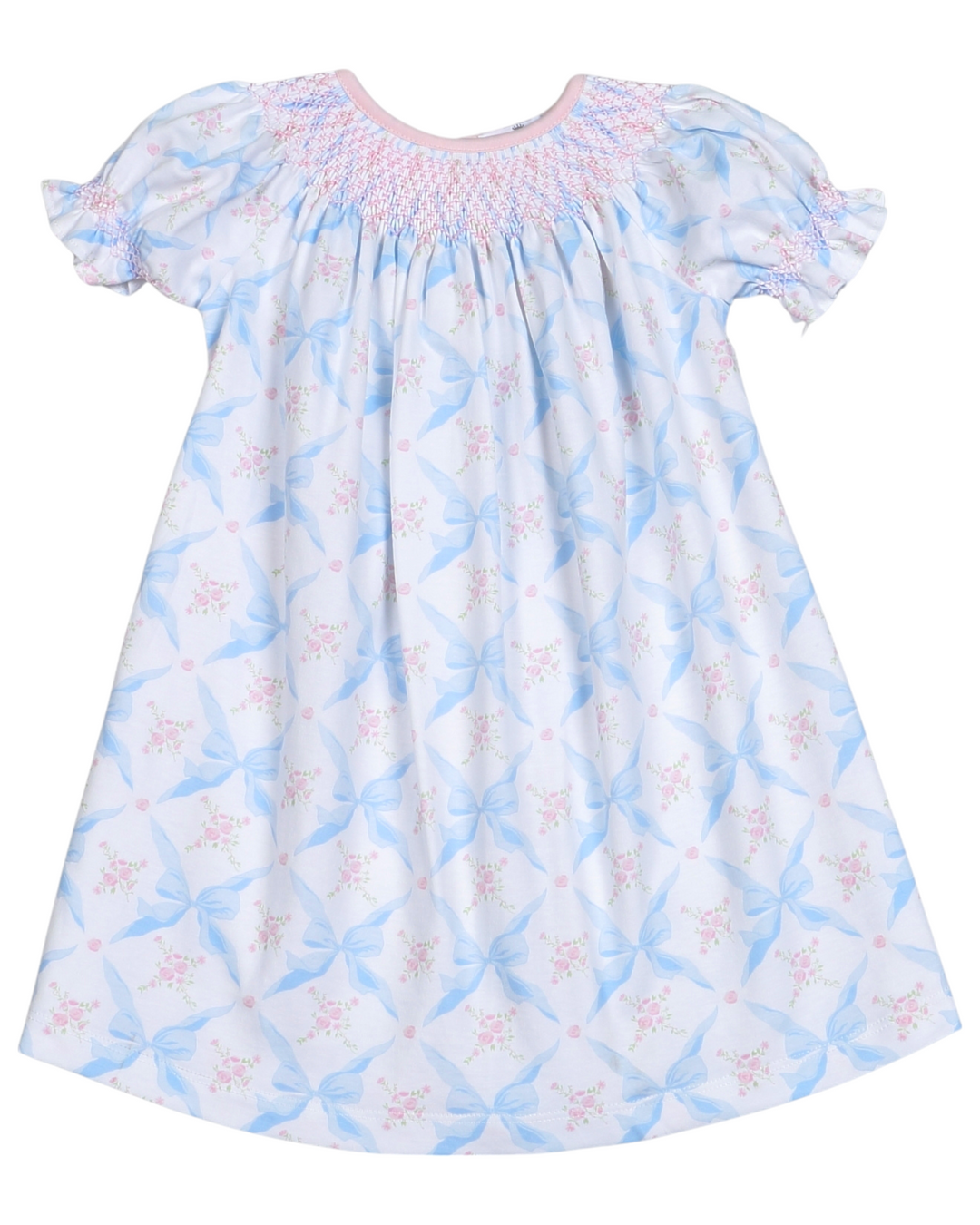 Smocked Blue Bows Pima Dress