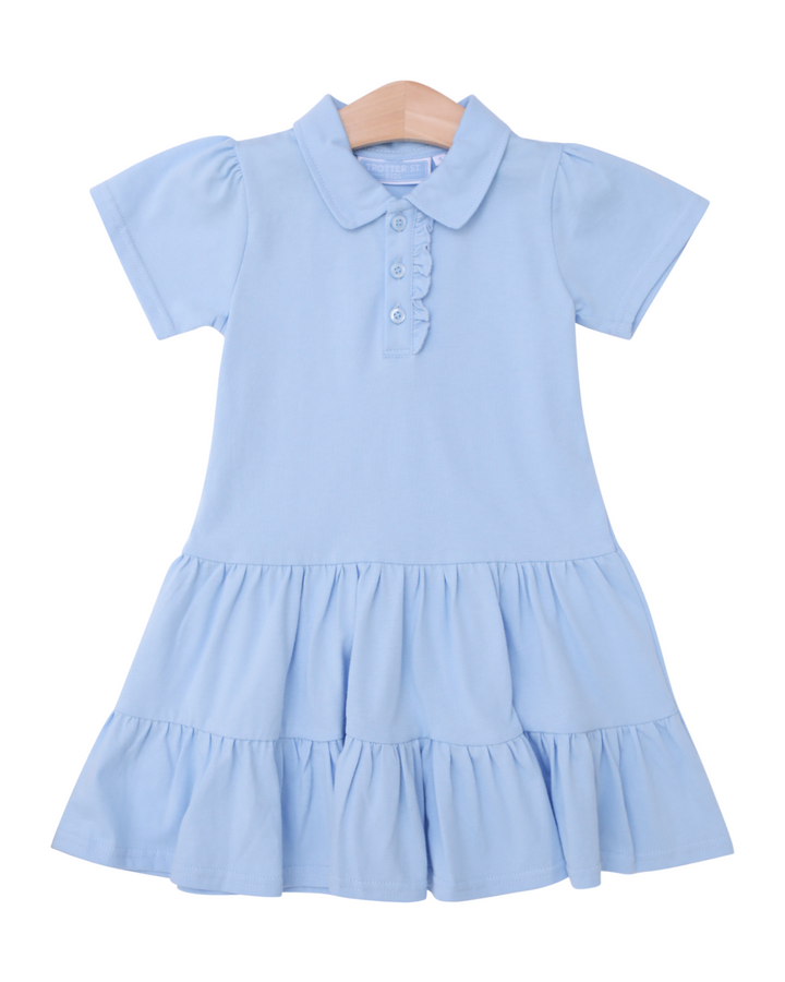 Ruffle Polo Dress- Light Blue