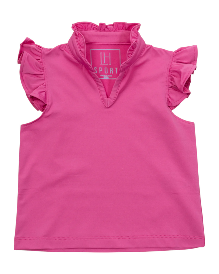 Ellie Girls' Sleeveless Ruffled Top by LH Sport - Hot Pink