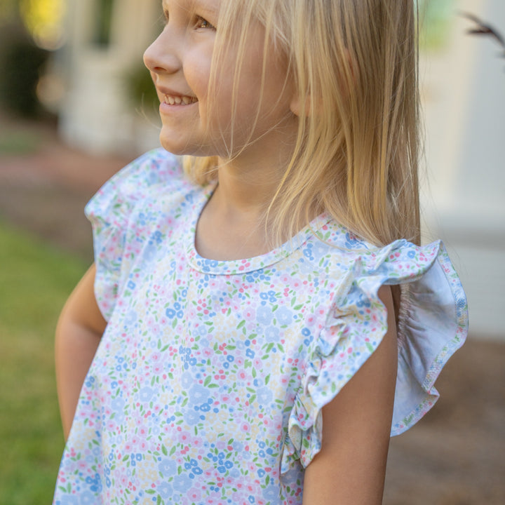 Daisy Blue Floral Dress at Shop That Store, close up