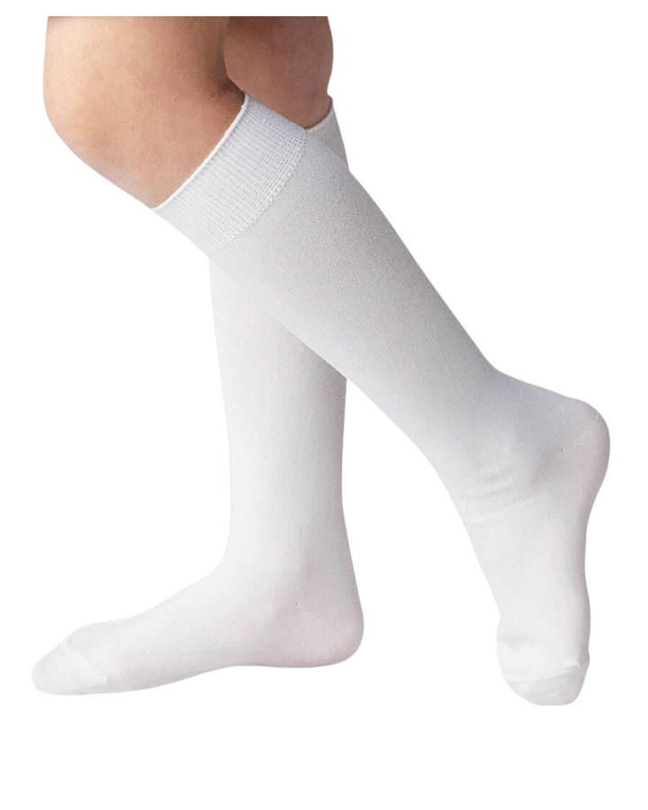 Unisex Classic White Nylon Knee High Socks 1 Pair