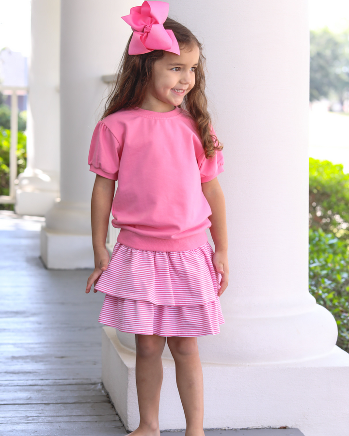 Landry Girls Puff Sleeve Top- Pink, child