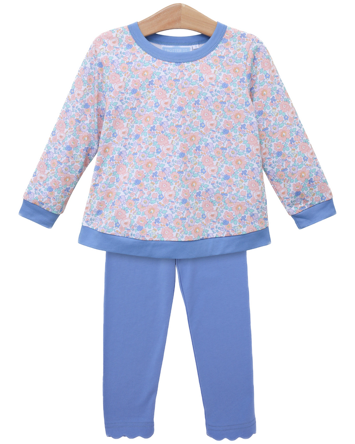 Frankie Floral Periwinkle Girls Pants Set