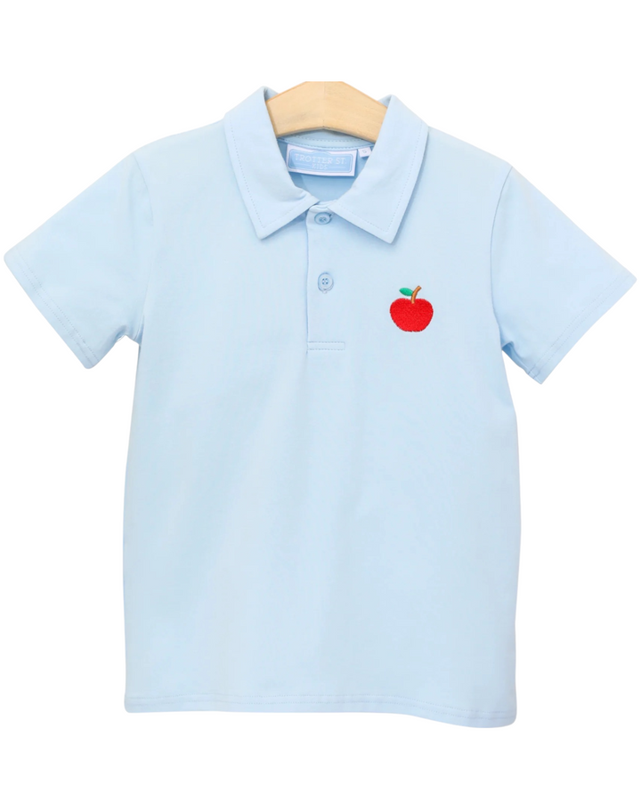 Apple Applique Blue Polo