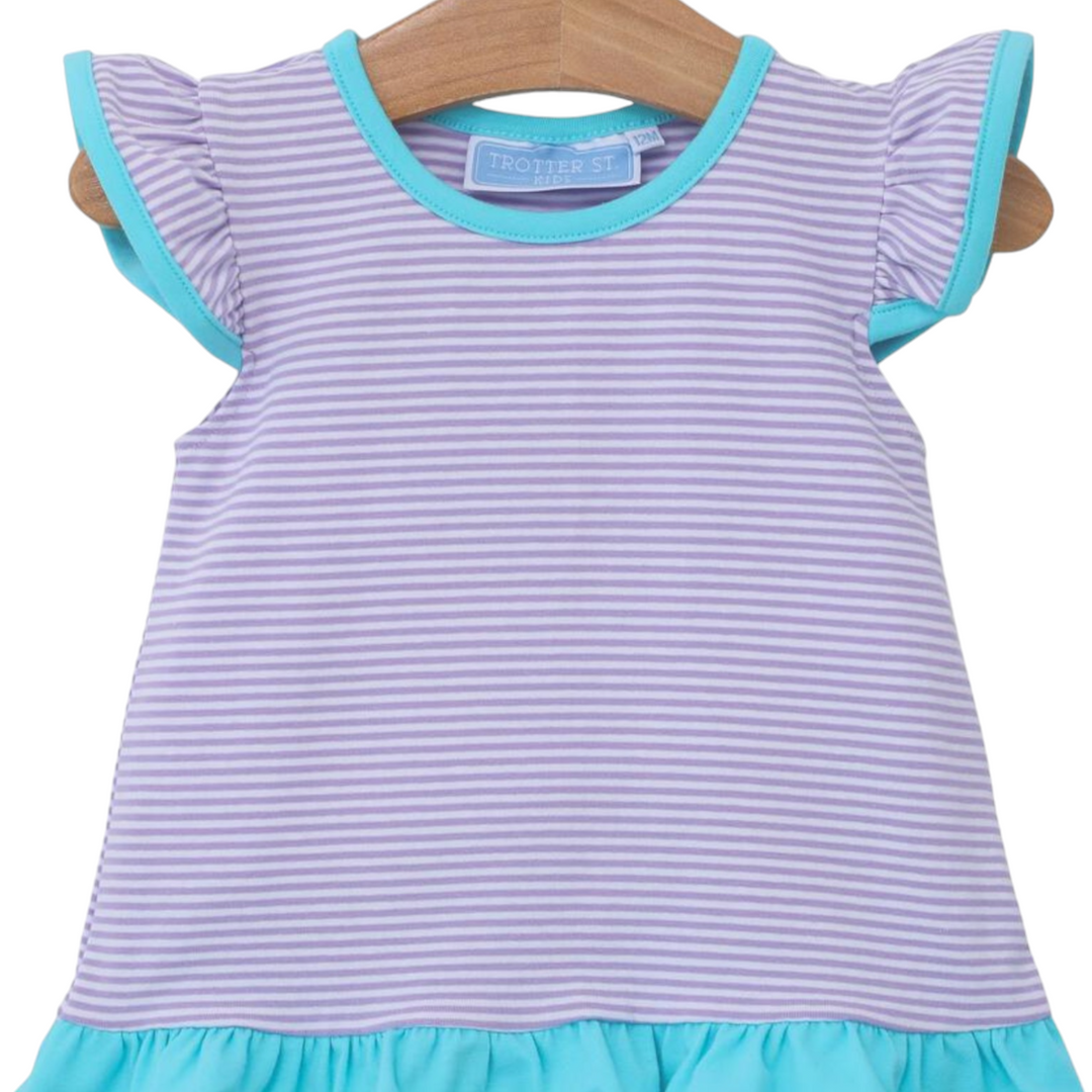 Mary Margaret Diaper Set- Lavender Stripe & Aqua, close