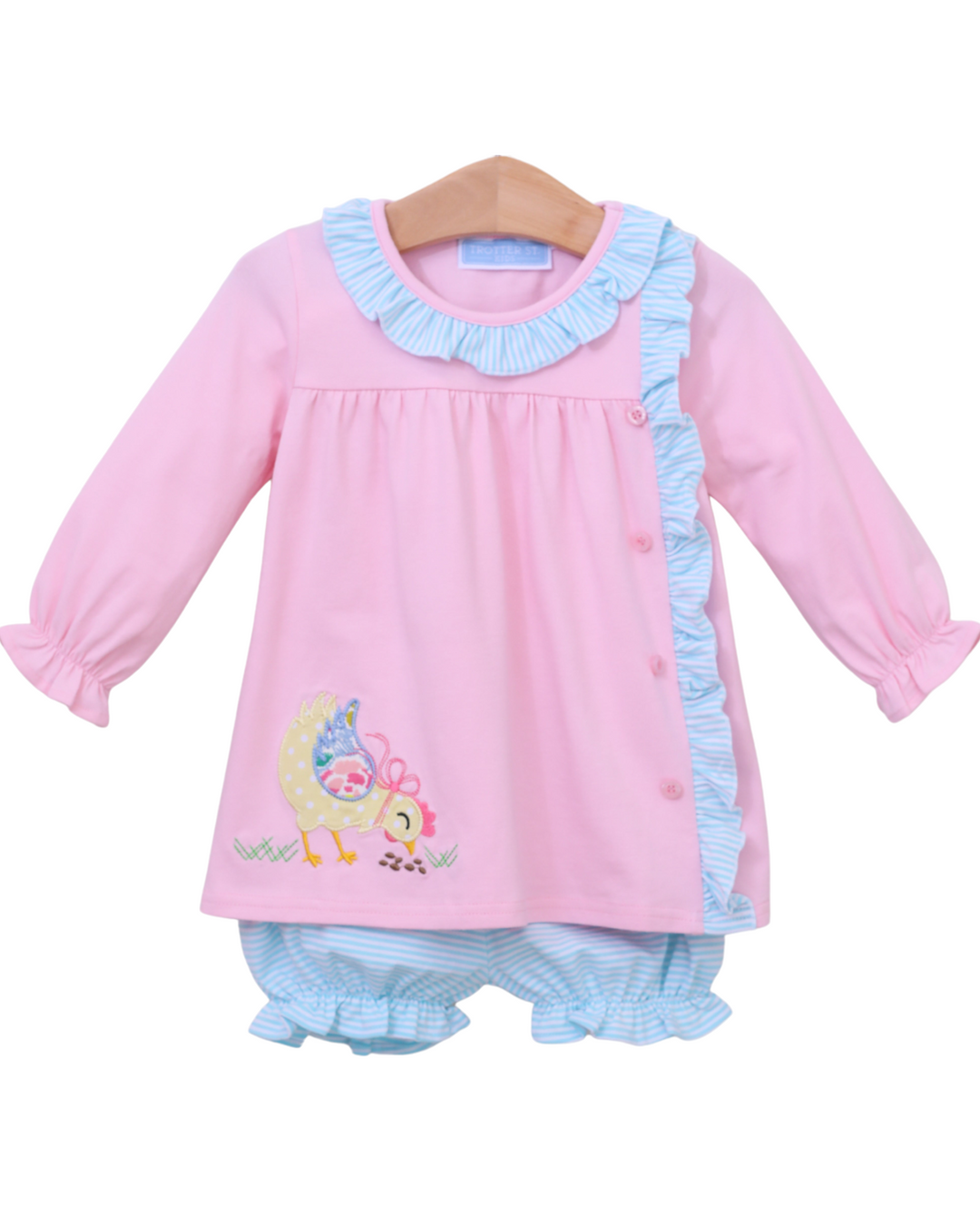 Chicken Pink & Mint Girls Bloomer Set, front