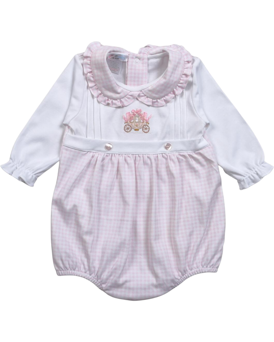 Princess Hand Embroidered Pima Girls Bubble, front