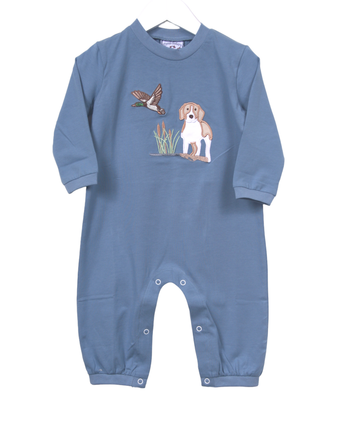 Duck Hunting Applique Blue Boys Romper