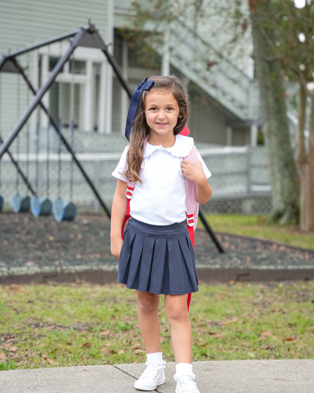 Pleat Skort- Navy