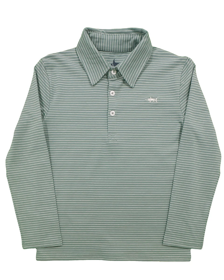 Banks Performance LS Polo - Aqua/White Stripe