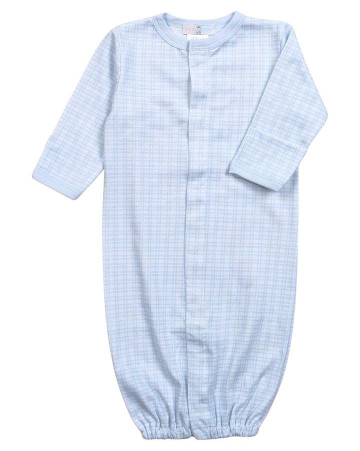 Blue Plaid Pima Converter Gown, front