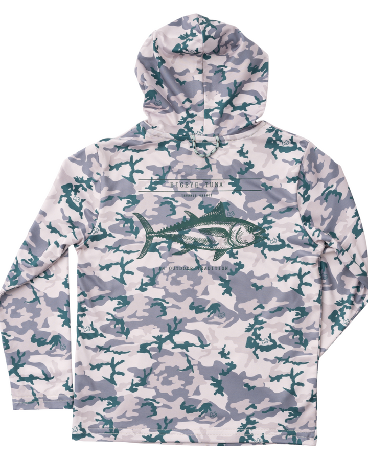 Kid's Pro Performance Hoodie T-Shirt In Neutral Camo, front