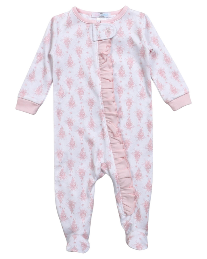 Alana Pima Zipper Pink Floral Footie, front