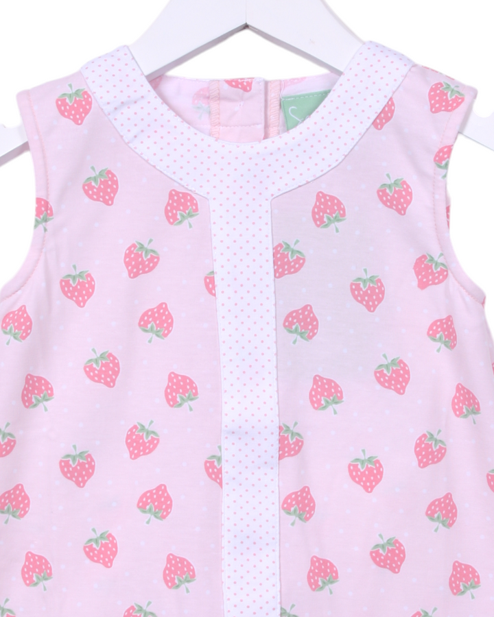 Strawberry Pink Dot Aline Girls Bloomer Set