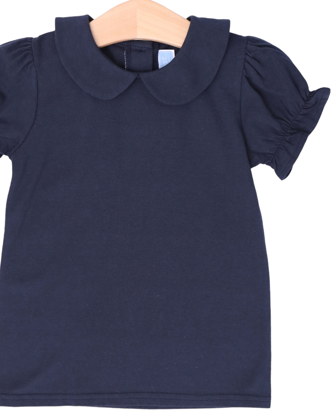 Peter Pan Collar Shirt- Navy, close up