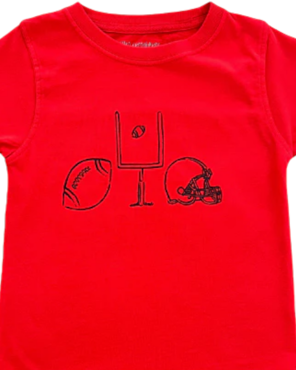 Football Trio Short Sleeve Tee- Red & Black, close up