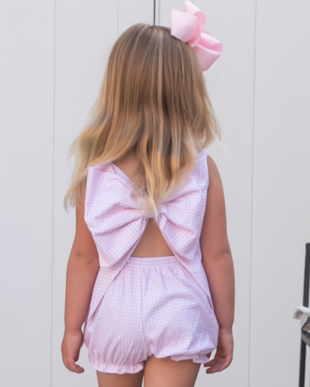 Lottie Girls Bloomer Set- Pink Gingham, back