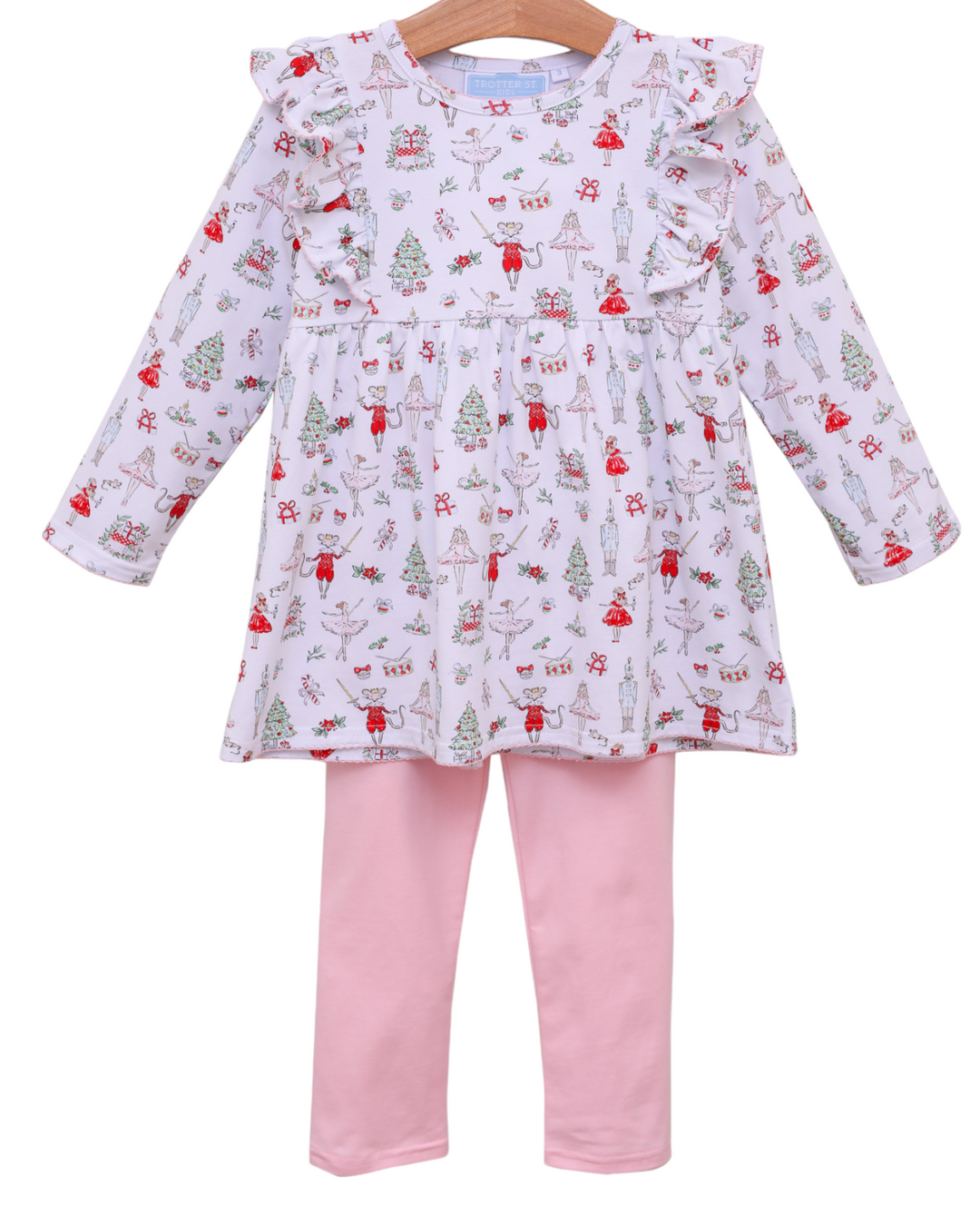 Nutcracker Ballet Pink Girls Ruffle Pants Set