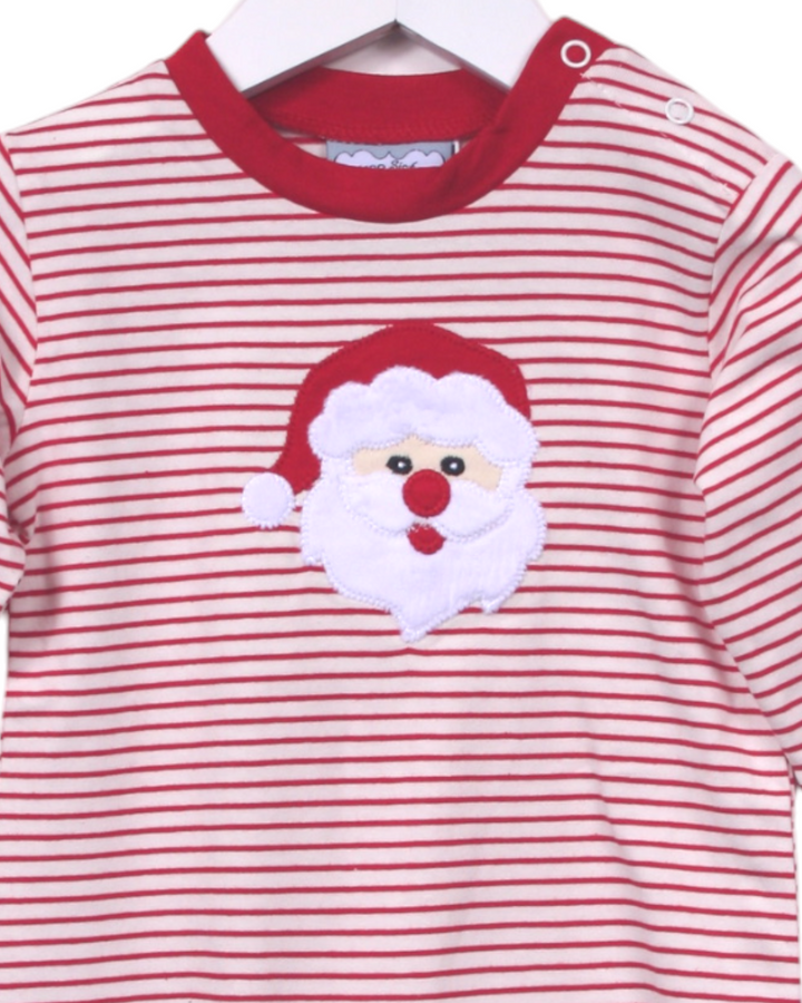 Santa Applique Red Stripe Boys Romper, close up, That Store