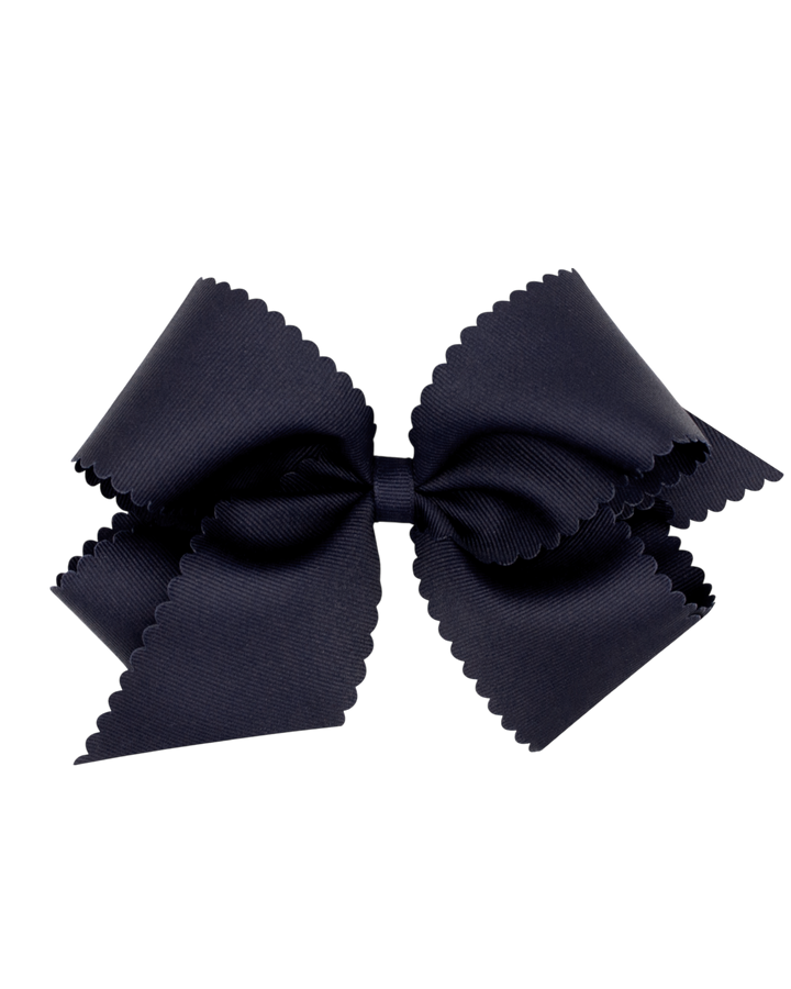 Scalloped Edge Grosgrain Bow, navy