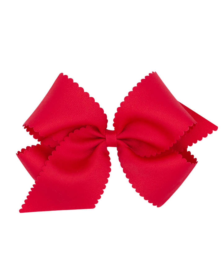 Scalloped Edge Grosgrain Bow, red