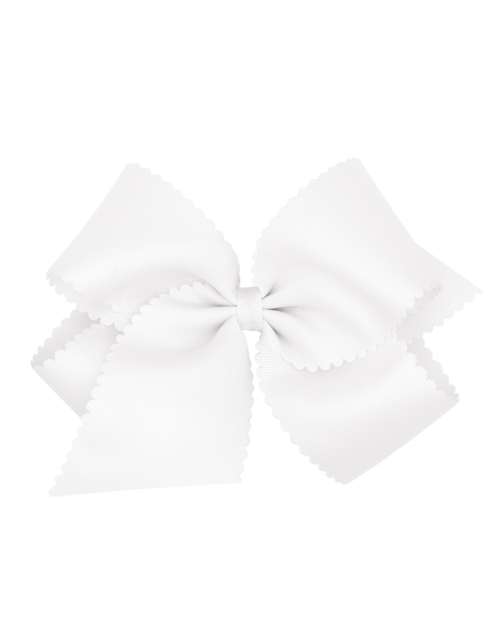 Scalloped Edge Grosgrain Bow, white