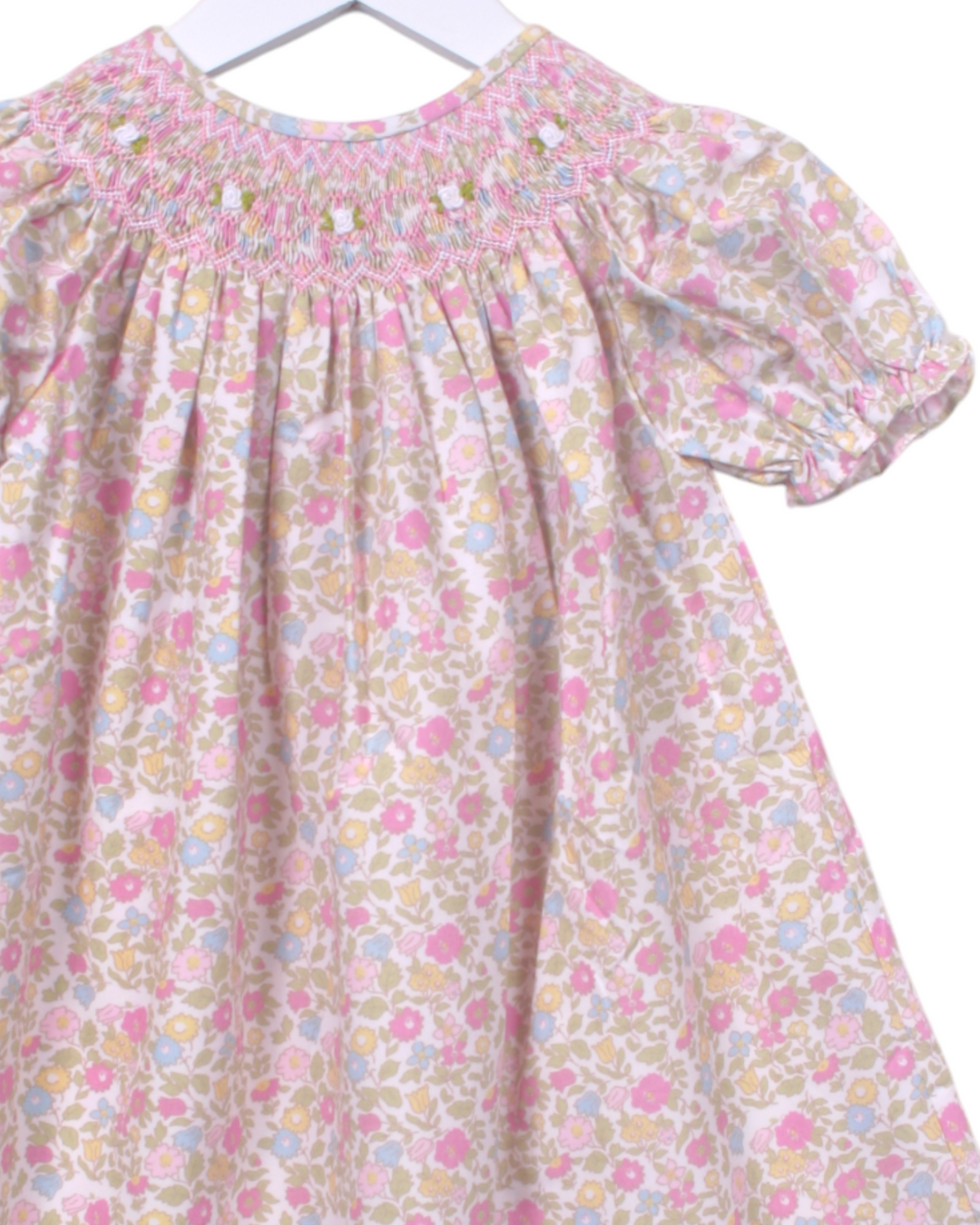 Smocked Claire Floral Dress, close up