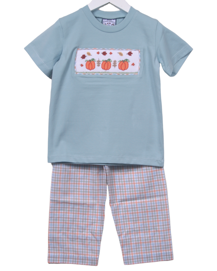 Smocked Pumpkin Green Plaid Boys Pant Set