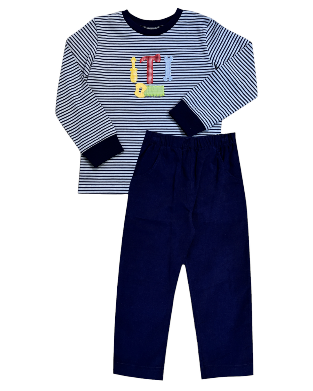 Tools Applique Blue Stripe Boys Pant Set, That Store